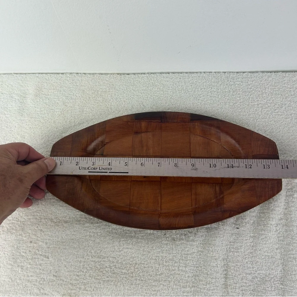 VTG Pressed wood tray featuring a distinct checkerboard parquet pattern